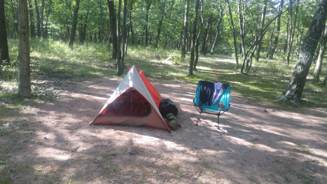 Small tent at Taum Sauk Mountain State Park