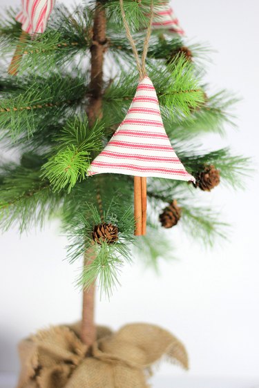 Finished cinnamon scented fabric tree ornaments