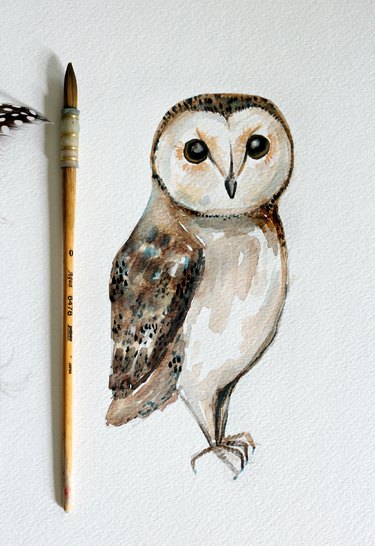 Final painting of watercolor owl