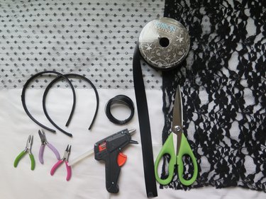 Almost all of the items you need to make lace animal ears.