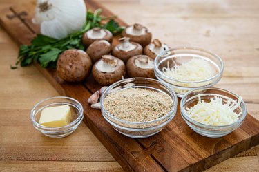 Ingredients for garlic Parmesan stuffed mushrooms