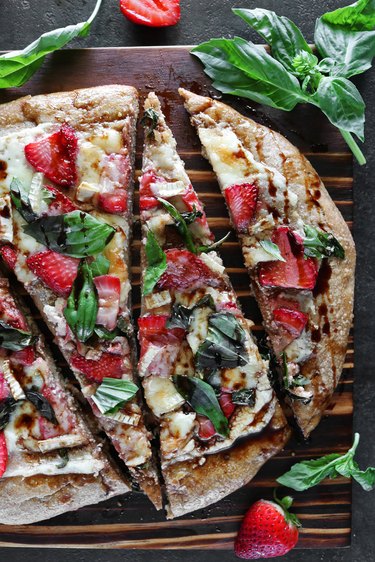 Strawberry balsamic brie pizza
