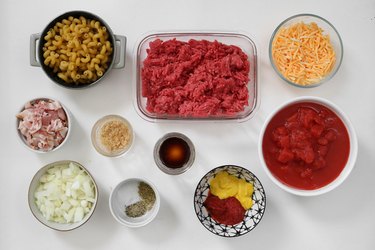 Ingredients for bacon cheeseburger casserole