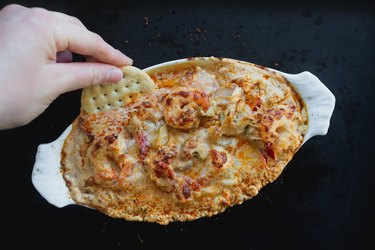 Spicy Cajun Shrimp Dip is very cheesy and best served warm.