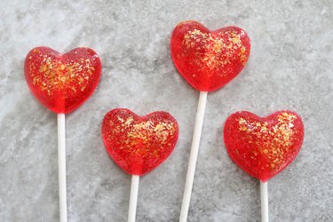 Glitter heart lollipops