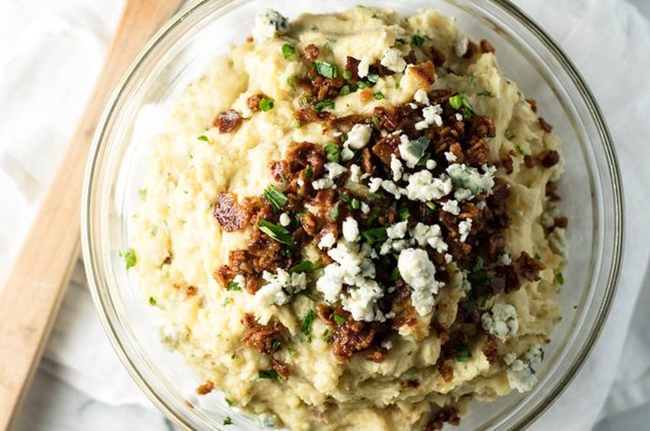 Blue cheese and bacon mashed potatoes