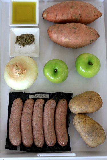 ingredients for sheet pan apple sausage