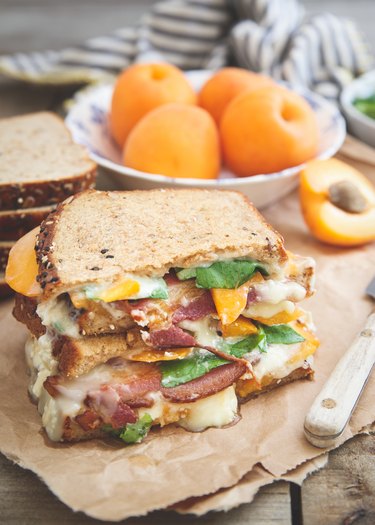 Apricot grilled cheese with bacon and brie