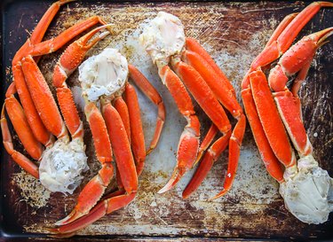 Crab legs baked in the oven.