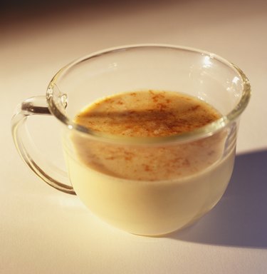 Cup of eggnog, (Close-up)